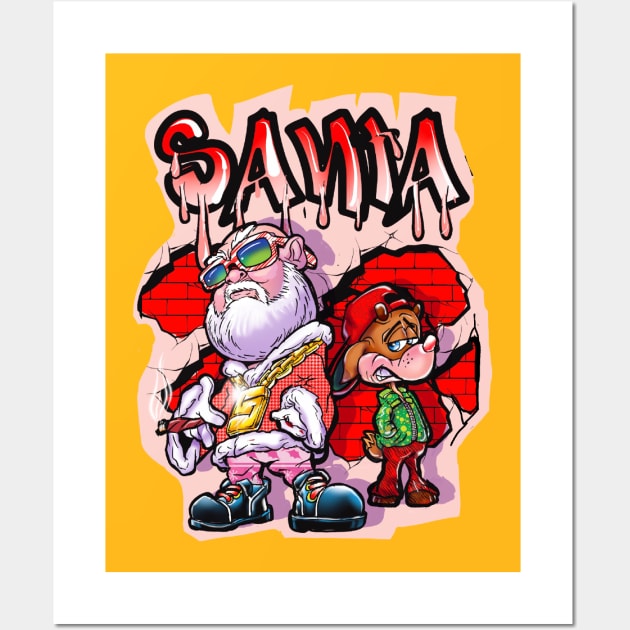 HIP HOP SANTA AND RUDY Wall Art by Biomek